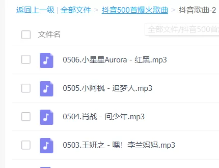 「抖音500首爆火歌曲」歌曲大全-音乐合集百度网盘资源-推影坊